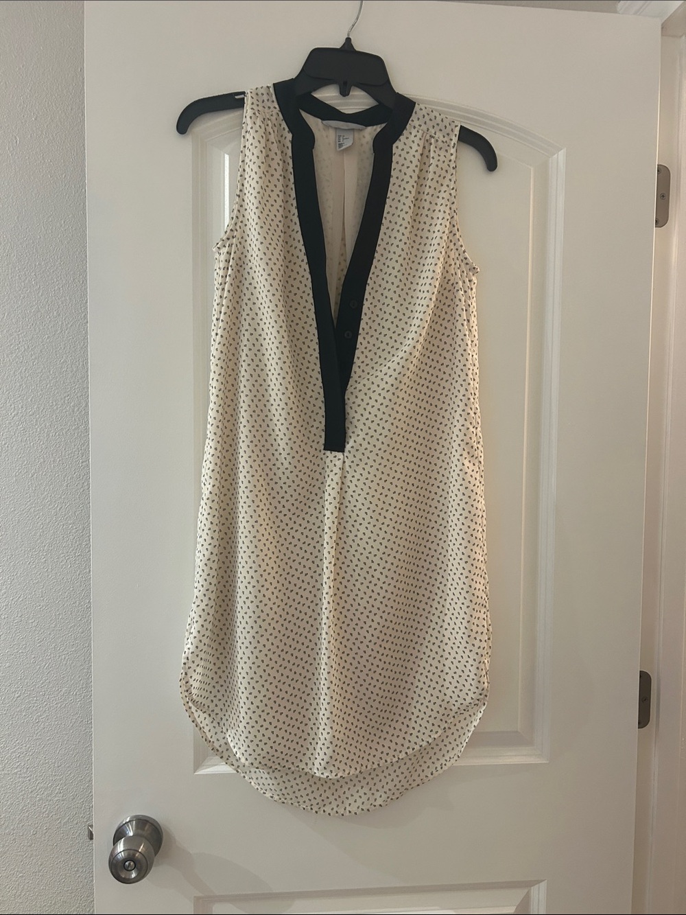 H&M Cream Sleeveless Mini Dress with Black Trim